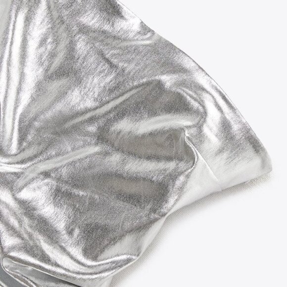 NEW Zara Women's METALLIC STRAPLESS LONG DRESS Silver - Picture 7 of 14